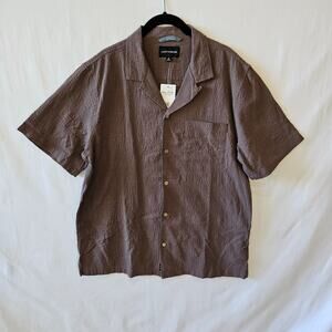 Lucky Brand Men's Crinkle Brown Button Up Shirt Medium